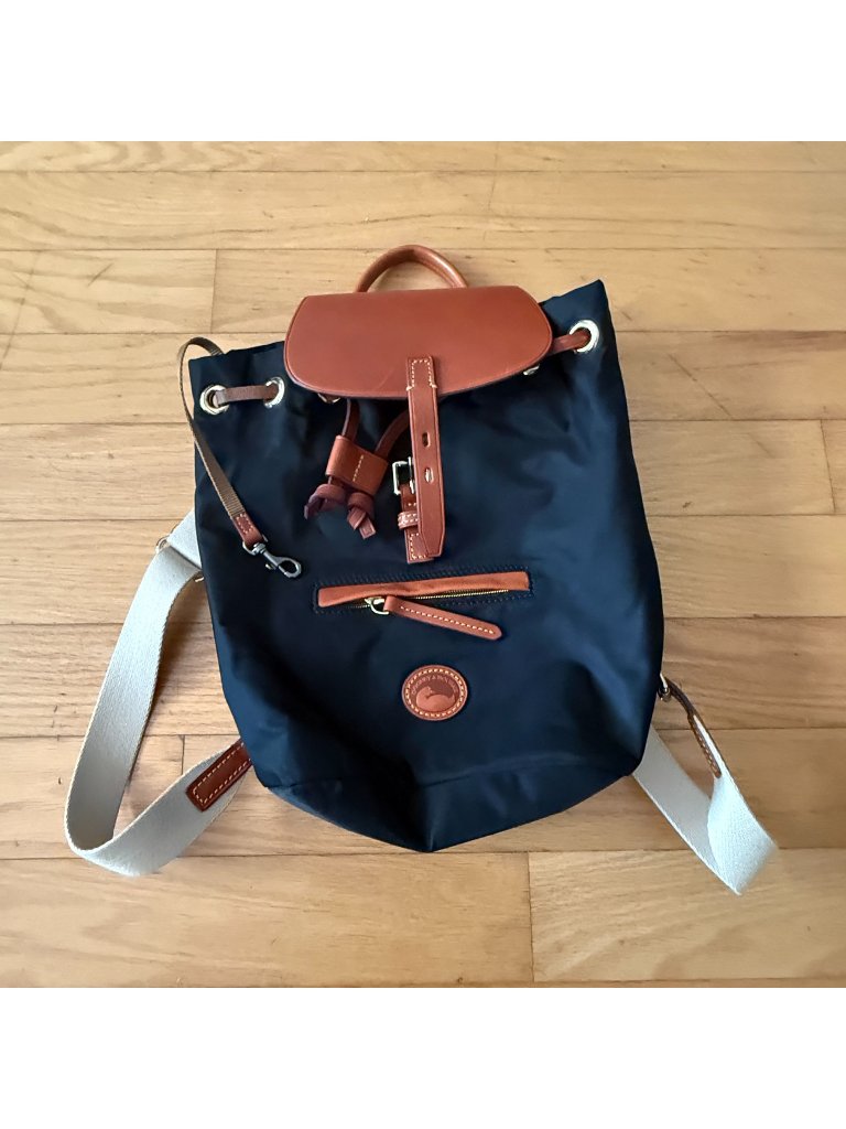 Dooney & Bourke Black/Khaki Nylon Allie Backpack